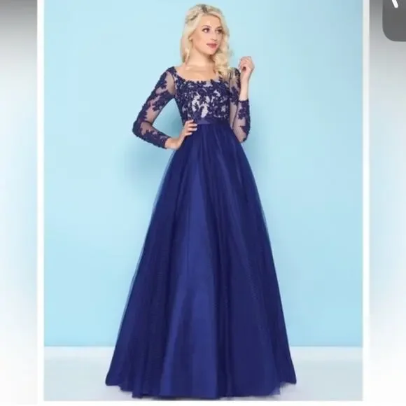 MAC DUGGAL | Navy Blue Evening Ball Gown 65841R - Picture 14 of 16